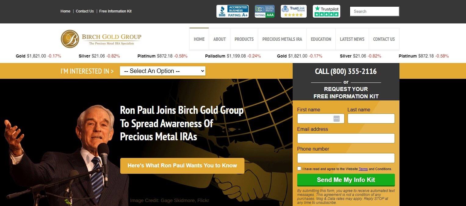Birch Gold Group Front page